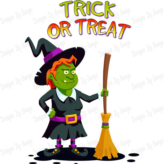 Witch and Broomstick Halloween Design