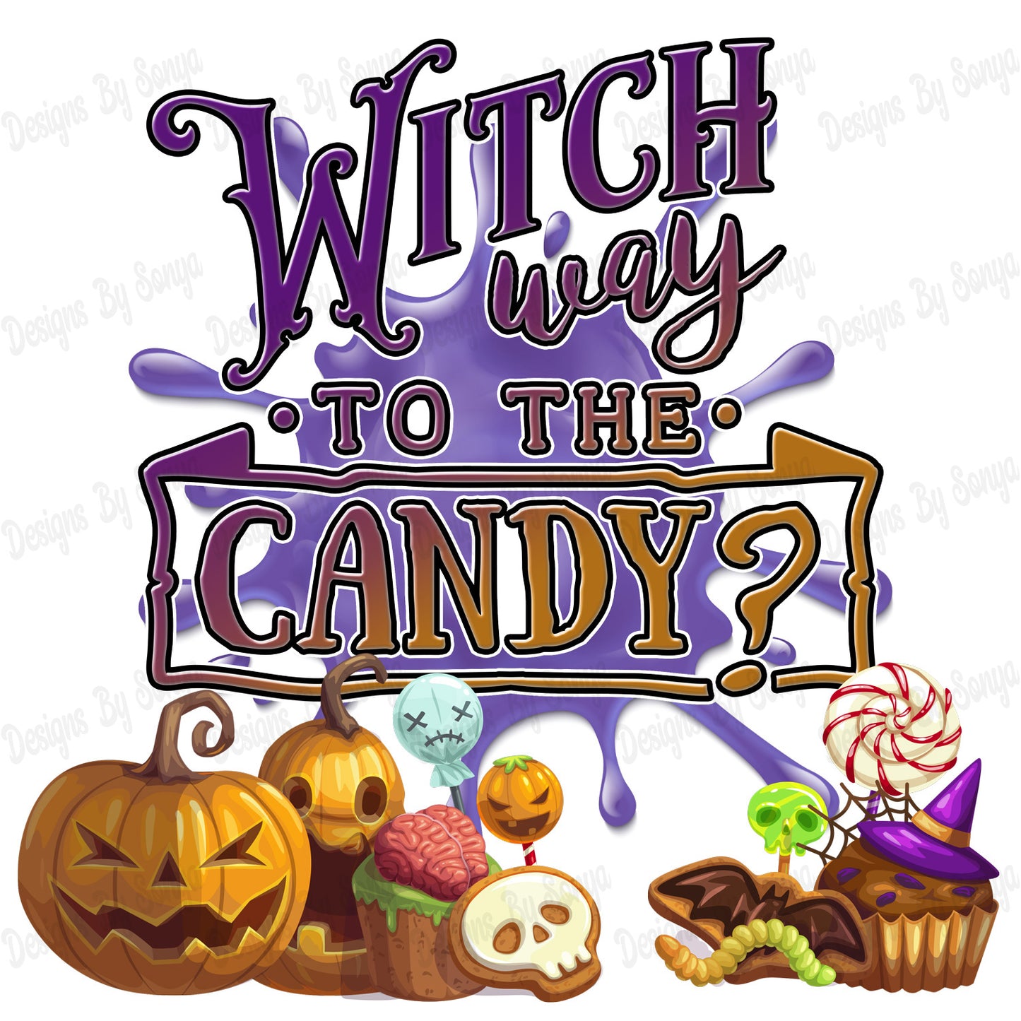 Witch Way To The Candy Halloween Design